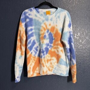 Ruby Rd Tie Dye Sweater Medium‎ Blue Orange Crewneck Knit Pullover